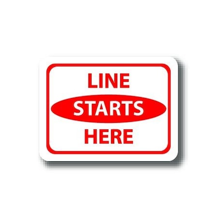 Ergomat 24in x 18in RECTANGLE SIGNS Line Starts Here DSV-SIGN 432 #2959 -UEN